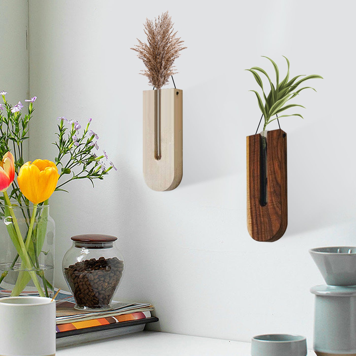 Wooden Vase Indoor Wall Hanging Planter
